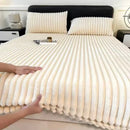 Rabbit Velvet Thicken Fitted Sheet Set Axyaa Warmth Bed Sheet Queen King Size
