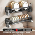 Axyaa Wall Mount Dish Drainer Rack for Kitchen Storage of Tableware and Utensils
