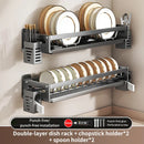 Axyaa Wall Mount Dish Drainer Rack for Kitchen Storage of Tableware and Utensils