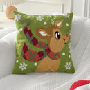 Embroidery Christmas Throw Pillowcase Elk Red Decoration Square Pillowcases by Axyaa