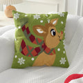 Embroidered Christmas Elk Throw Pillow Cover by Axyaa