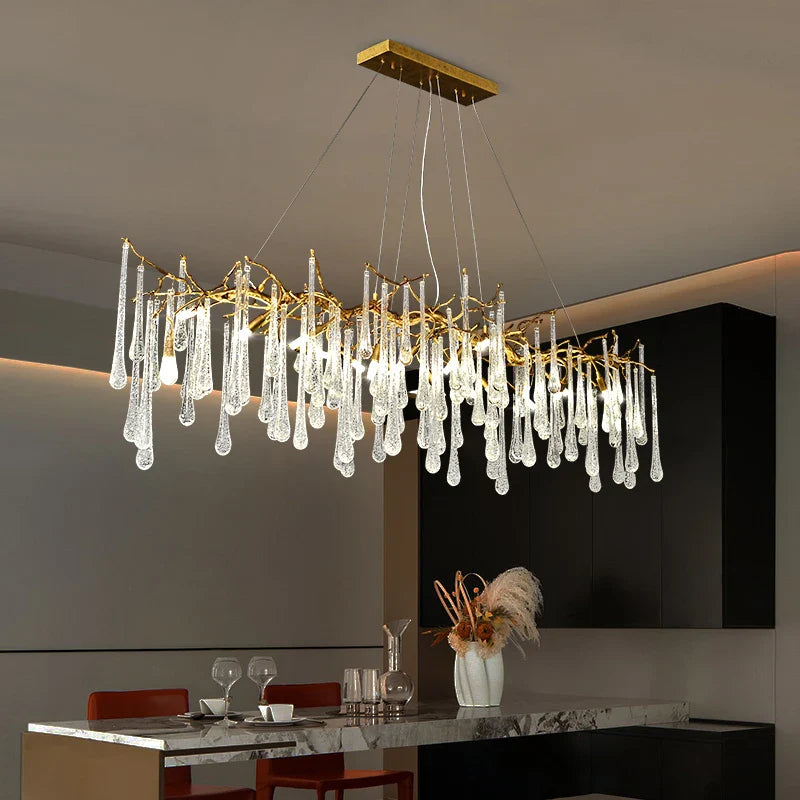 Axyaa Copper Crystal Branch Chandelier for Dining, Living Room, Kitchen.