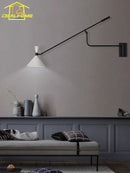 Axyaa Adjustable Long Pole Swing Arm LED Wall Lamp for Home Decor