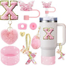 Axyaa Cup Accessories Set: Butterfly Straw, Cover, Cap, Boot, Handle Charm, Initials Sticker