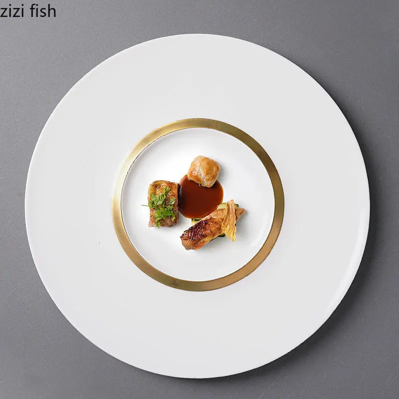Axya Western Steak Ceramic Dinner Plate Set with Glass Cover