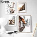 Nordic Winter Forest Wood Wall Art Print by Axyaa
