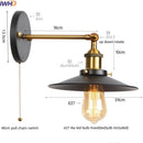 Axyaa Gold Industrial Wall Lamp with Pull Chain Switch and LED Lighting