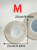Axyaa Round Wall Mirror with Woven Hemp Rope for Boho Home Decor