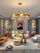 Axyaa Luxury Crystal LED Pendant Chandelier for Living Room Decor