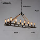 Axyaa Hemp Rope Chandelier: American Country Style Antique Black Wrought Iron Lighting
