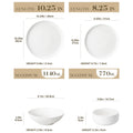 Axyaa 16/32 Piece White and Black Porcelain Dinnerware Set with Curved Rim Edge