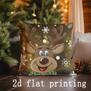 Axyaa Merry Christmas Reindeer Pillow Cover - Rectangular Cushion for Sofa, Bedroom, Car