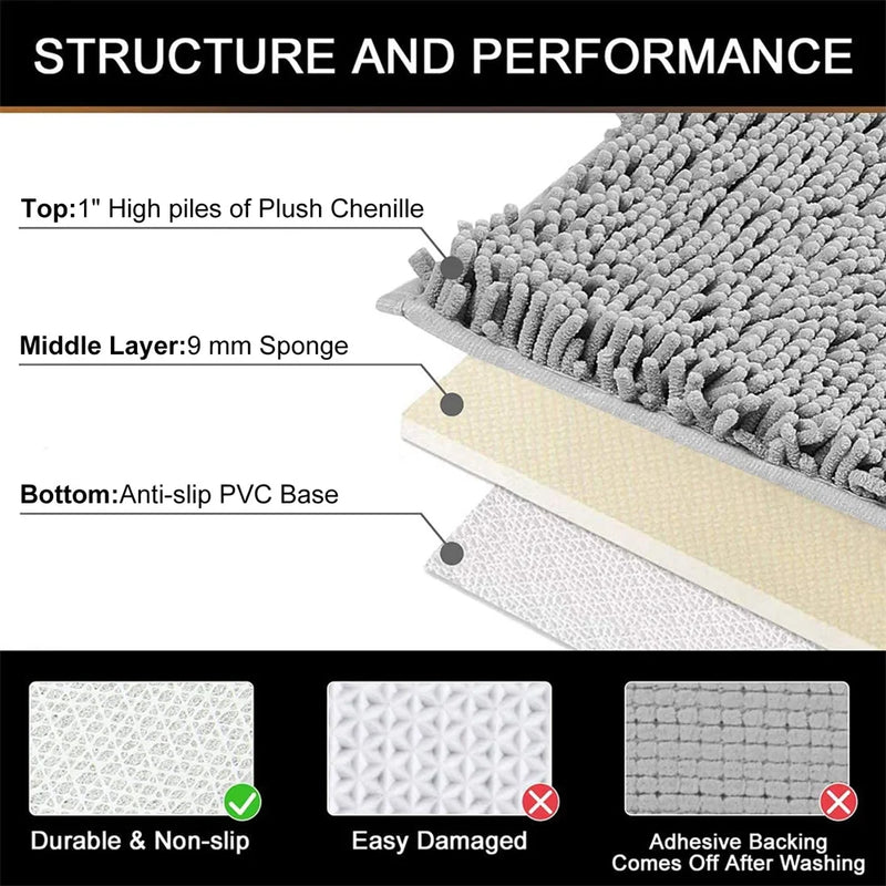 Axyaa Chenille U-Shaped Toilet Rug: Soft, Absorbent, Non-Slip Bath Mats