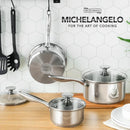 Axyaa 3Pc Stainless Steel Stew Pot Set with Lid & Steel Handle, Induction Compatible