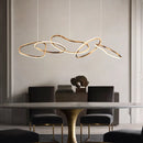 Axyaa Modern Gold Ring LED Pendant Chandelier for Living Room Dining Room Kitchen Lighting