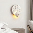 Axyaa White Cave Stone Disk Wall Lamp: Modern LED Decoration for Living Room