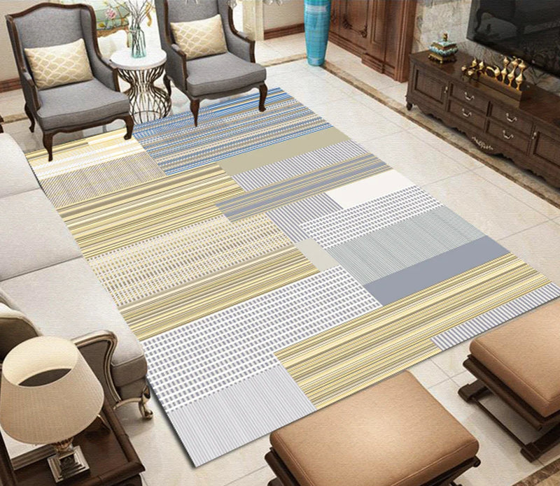Axyaa Geometric Plaid Striped Print Carpet for Home Living Room and Bedroom Decor