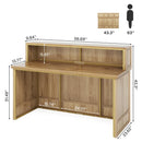 Axyaa Rustic Front Reception Desk, 57-Inch Boho Welcome Checkout Counter for Office