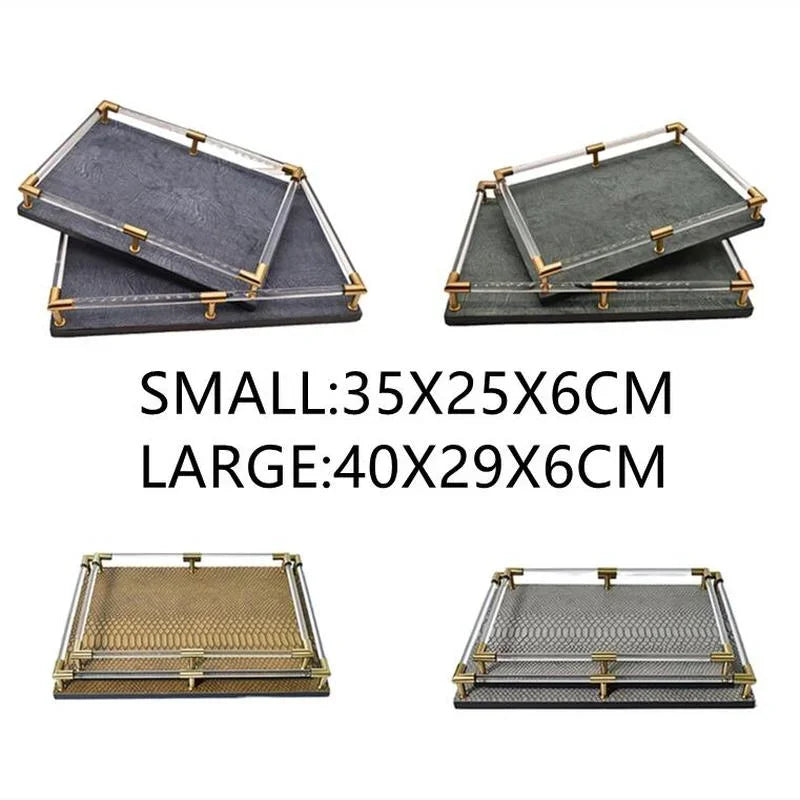 Axya Nordic Blue Leather Tray: Stylish Jewelry & Kitchen Organizer