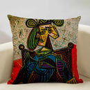 Pablo Picasso Abstract Art Cushion Cover 45x45cm Beige Linen Axyaa Brand