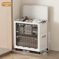 Axyaa Foldable Storage Bin with Wheels - Large Capacity Transparent Organizer for Clothes & Toys