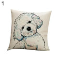 Axyaa Watercolor Dog Print Linen Pillow Cover 45X45CM