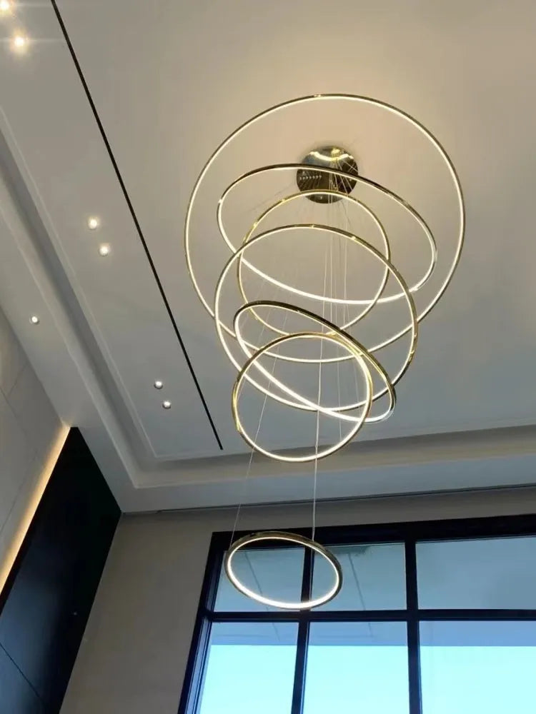 Axyaa Stainless Steel Ring Pendant Light - Modern Minimalist Living Room Chandelier