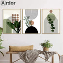 Axyaa Geometric Line Art & Green Plants Canvas Prints