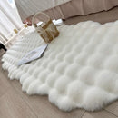 Axyaa Oval Plush Rabbit Fur Mat for Children's Bedside Rug & Living Room Decor