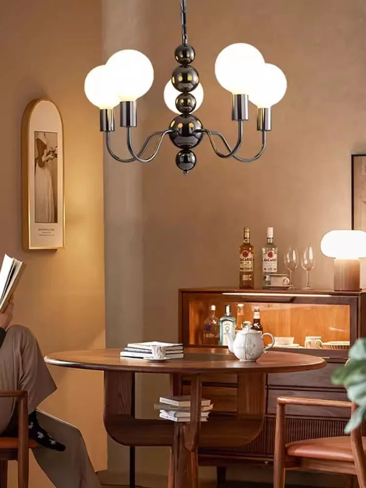 Axyaa Pearl Black Chandelier: Bauhaus High-End Minimalist Luxury