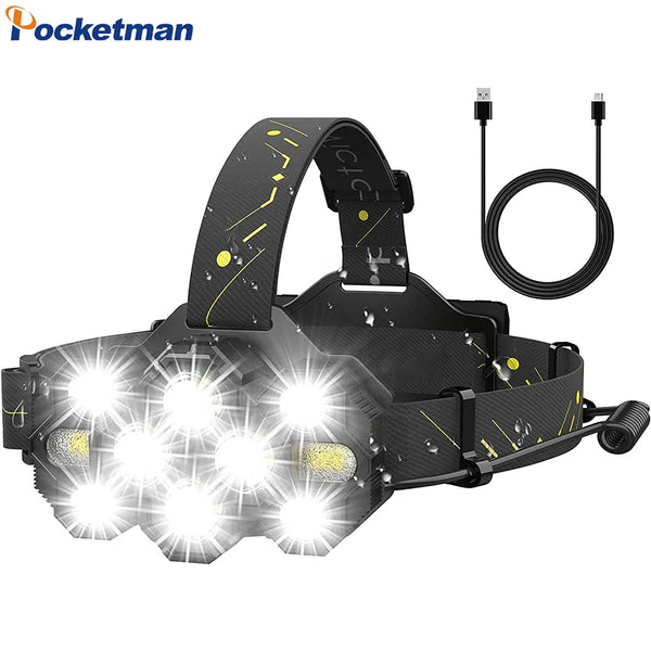 Axya High Lumen Rechargeable Headlamp with 8+2 Modes and Red Light