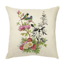 Axyaa Colorful Bird Flower Cushion Cover 45x45cm Linen Pillowcase Office Decoration