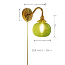 Axyaa Brass Wall Sconce with Multicolor Glass Globe – Modern Bedroom Wall Light