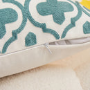 Axyaa Embroidery Cross Pillow Cover 45x45cm Blue Yellow Grey Square Couch Bedroom
