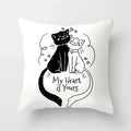 Axyaa Cat Sofa Pillow Cover - Cartoon Style Home Decor Pillowcase