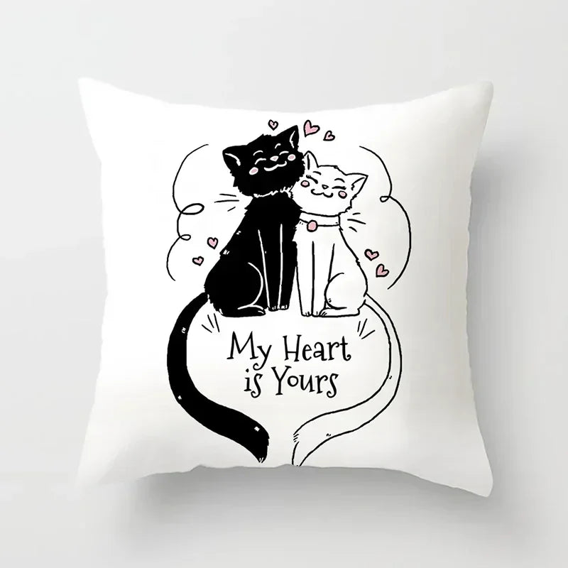 Axyaa Cat Sofa Pillow Cover - Cartoon Style Home Decor Pillowcase