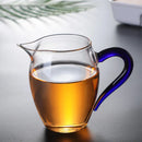 Axyaa Glass Tea Pot with Colorful Handle Infuser Fair Cup for Puer Tea