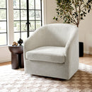 Axyaa Swivel Barrel Accent Chair, Chenille Upholstered Modern Armchair with Removable Cushion