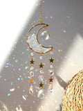 Axyaa Moon Crystal Suncatcher with Colorful Prism Pendant - Garden, Patio, Home Décor