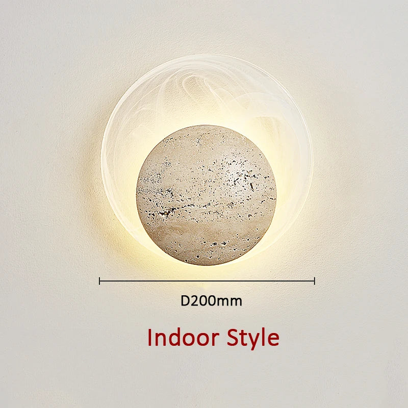 Axyaa Circular Stone Glass LED Wall Light for Home Decor & Lighting
