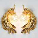 Axyaa Resin Art Peacock Wall Lamp: Retro Aesthetic European Style for Bedrooms and Corridors