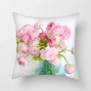 Axyaa Pink Floral Polyester Throw Pillow Cover 45X45cm