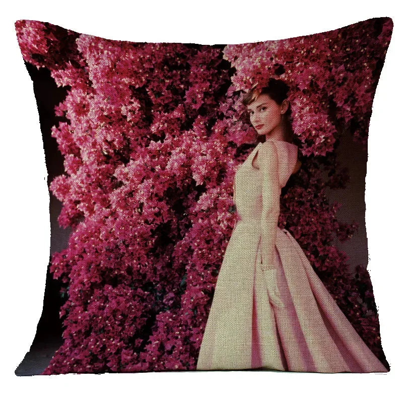 Audrey Hepburn Plush Cushion Cover by Axyaa - Home Decor Sofa Pillow Cover