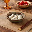 Axyaa Flame-Killed Ceramic Flower Edge Dessert Soup Pasta Fruit Salad Plates