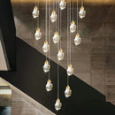 Axyaa Nordic Crystal Cube Chandelier: LED Light for Home, Staircase, Living Room