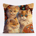Axyaa Cat Linen Pillowcase 45x45cm for Home Décor and Comfort