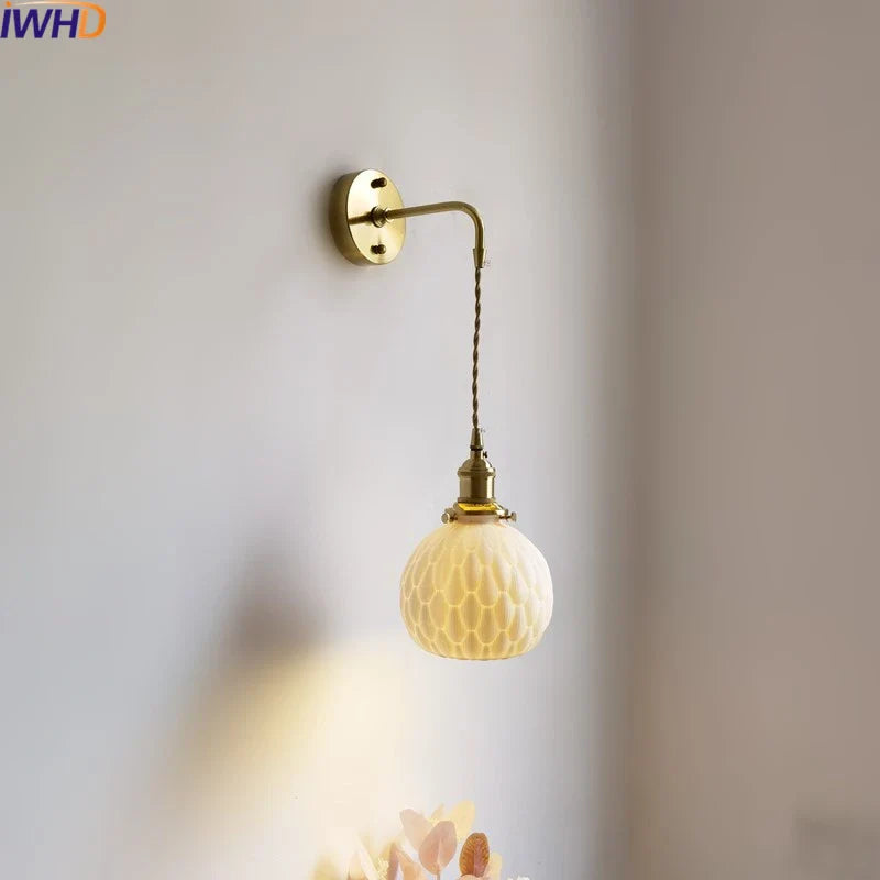 Axyaa Nordic LED Wall Sconce Copper Bedroom Mirror Light Interior Lamparas
