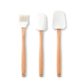 Axyaa Silicone Wooden Handle Baking Set: Scraper, Spatula, Brush