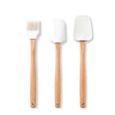Axyaa Silicone Wooden Handle Baking Set: Scraper, Spatula, Brush