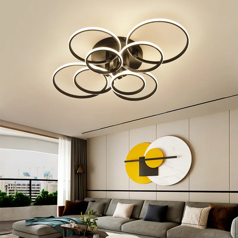 Axyaa Smart Ring LED Ceiling Chandelier, APP Dimmable, Modern Living Room Bedroom Light
